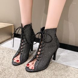 Noble Sandals Quality High Summer Women's Fashion Sexy Heels Open Toe Zipper Comfort Ladies Indoor Jazz Dance Shoe 71