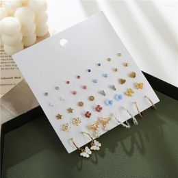 Stud Earrings Korean Fashion Small Earring Women Colourful Butterfly Star Flower Bowknot Pearl Crystal Gold For Girl Jewellery Gift