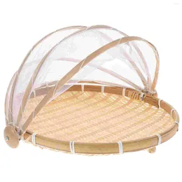 Dinnerware Sets Net Cover Bamboo Basket Multi-purpose Woven Craft Ware Drying Dustpan Sieve