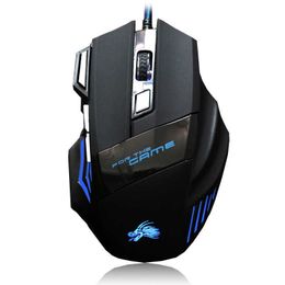 Professional 5500 DPI Gaming Mouse 7 Buttons LED Optical USB Wired Mice for Pro Gamer Computer X3 MouseE6CM