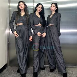 Quality Korea Pop Trend Viviz's Same Female Team Style Pull Up Singing Suit Korean Performance Jazz Dance Coat Vest Pants Set