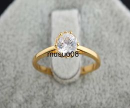 Band Rings Ever Fade 14K Gold Ring for Women Solitaire 1.0ct Round Cut Zirconia Diamond Wedding Band Bridal Flower Jewellery Nose Rings J230602