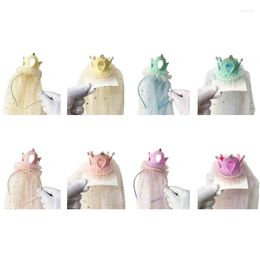 Hair Accessories Glistening Crowns For Girls Princess Cosplay Hairband / Hairclip Birthday Party Tiaras With Veil Wedding Flower Girl
