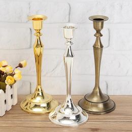 Candle Holders 2PCS / LOT Silver Gold Holder 1 Bracket Zinc Alloy High Quality Pillar Wedding Event Portavelas Candlestick