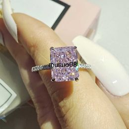 Band Rings 2023 new design luxury pink ice cut 925 sterling silver ring for women wedding engagement finger lady gift Jewellery R7233S J230602