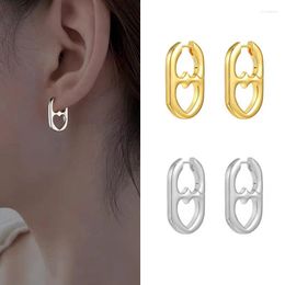 Hoop Earrings JWER 2023 Trend Stainless Steel Love Heart Earring For Women Minimalist Geometric Buckle Boucle Oreille Fine Jewellery Bijoux