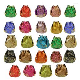 Gift Wrap 24 PCS Silk Brocade Jewellery Pouch Bag Small Satin Coin Purse Chinese