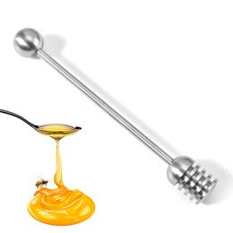 Stainless Steel Straight Handle Honey Stick Tools Metal Honey Dippers Coffee Tea Stirrer Party Supply Honeys Jar Stick Spoons SN4386