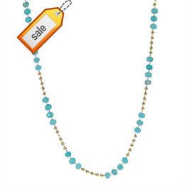 New arrival blue jade 18k gold plated beaded chain choker necklace