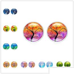 Stud Fashion Sier Plated Tree Of Life Earrings Time Gemstone Shop Drop Delivery Jewelry Dhqzk