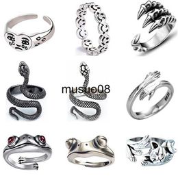 Band Rings Top Snake Ring Cobra Frog Hands Paw Retro Punk Exaggerated Spirit Ring Opening Ring Original Women Jewellery Rings 2021 Trend J230602