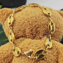 Chains Waterproof Pig Nose Coffee Bean Chain Necklace Bracelets Inlaid Zircon Pendant Collar Stainless Steel 2023 Women Jewelry