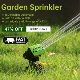 Watering Equipments 16 Holes Garden Sprinkler 180° Rotating Automatic Watering Irrigation System Outdoor Garden Lawn Patio Courtyard Water Sprayer 230601
