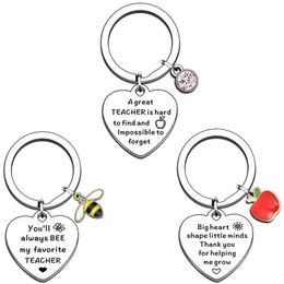 A Great THACHER Stainless Steel Keychains Pendant Graduation Season Apple Keychain Teacher's Day Bag Key Chain Jewellery Gift