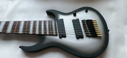 Custom 9-Strings Headless Fanned Frets Electric Bass Guitar Silverburst Body 24 Frets Black Hardware
