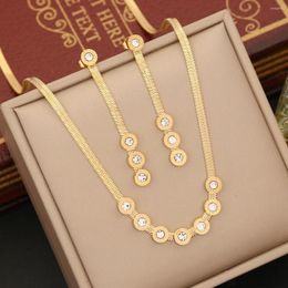 Choker 316L Stainless Steel Round Zircon Necklace For Women Vintage Female Collar Chain Fashion Girls Body Jewellery Set Gift