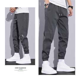 Jeans 2023 Spring Men's Jeans Jogger Thin Harem Pants Cotton Banded Pant Korea Style Light Blue Hip Hop Beam Feet Casual Trousers Male