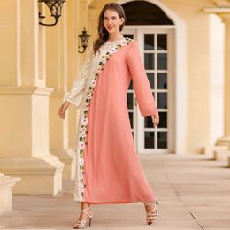 Ethnic Clothing Hand Made Sequined Muslim Abayas Dubai Fashion Flowers Embroidery Dress Abaya Female Islamic Prayers Robes F1992