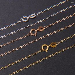 Chains Pure 18K Yellow White Rose Gold Chain Lucky Thin O Necklace Women Gift