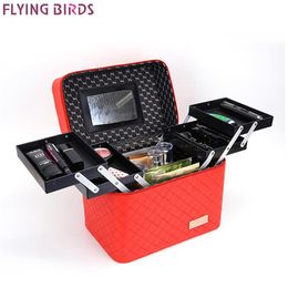 Flying Birds Women Makeup Bag Pu Leather Cosmetic Bag Case Makeup Organiser Storage Box Beautician Toiletry Flower Travel Bags Y19257P
