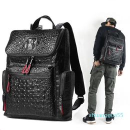 Designer High quality leather Crocodile print backpack men bag designers canvas men's backpack travel bag backpacks Laptop bag