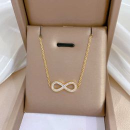 Pendant Necklaces Fashion Simple Stainless Steel Infinity Pendant Necklace for Women Classic Lucky Zircon Love You Forever Jewellery Birthday Gift J230601