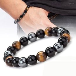 Strand Selling Mens Black Gallstone Bracelet Fashion Tiger Eye Bead Bracelets Adjustable Couple Jewelry Accessories