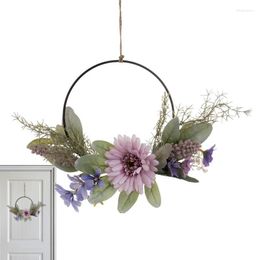 Decorative Flowers Wreaths For Front Door Summer Simulation Art Wild Daisy Garland Floral Wall Hang Wreath Home