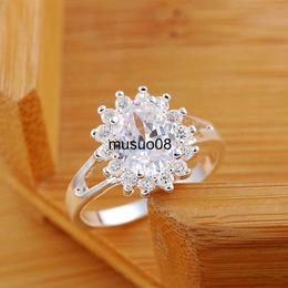 Band Rings Popular brands 925 Sterling Silver crystal flower moissanite diamond Rings For Women Fashion Wedding Party Gifts Jewelry J230602