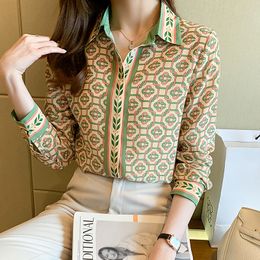 Women's Blouses Fashion chained print ladies shirts Spring Autumn Long Sleeve Shirts Tops Blouse Mujer