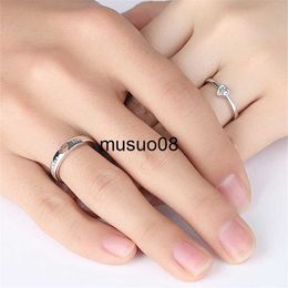 Band Rings 2Pcs/sets Zircon Heart Matching Couple Rings Set Forever Endless Love Wedding Ring For Women Men Charm Valentine's Day Jewellery J230602