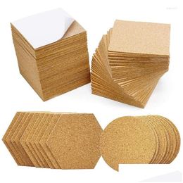 Mats Pads Table 120Pcs Round Hexagon Selfadhesive Cork Square Plywood Reusable Board Mat Used For Coasters And Diy Drop Delivery H Dh9Wx