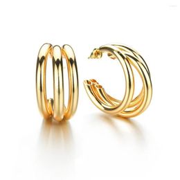 Hoop Earrings Fashion Modern Stainless Steel C Shape Ear Ring Circle Simple Basic Round Huggies Wholesale Girl Jewellery