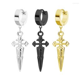 Hoop Earrings Cross Earring Dagger Hoops Stainless Steel Gothic Sword Earing Men Hip-hop Jewelry