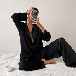 Womenka dla kobiet Seksowna moda mody mody zestaw piżamy dla kobiet luźne swobodne spodnie z długim rękawem garnitur