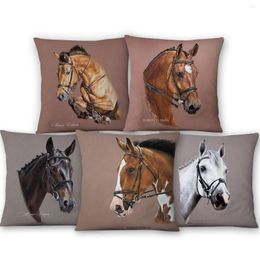 Pillow Animal Pattern Cover Horse Head Restoring Ancient Ways Decorative Pillows For Sofa 45X45cm