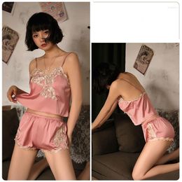 Women's Sleepwear Women's Sexy Pajamas Lounge Set Shorts And Top Silk Pyjama Sleeping Lingerie Suits Exotic Home Summer Costumes Pijama