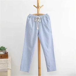 Women's Pants Capris New linen Trousers loose casual striped women's harem for women hats summer and autumn pants hot brand P230602