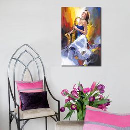 Textured Canvas Art Figurative Realism Feel Music Spanish Dancing Flamenco Passion Hand Painted Oil Artwork for Zen Space Decor