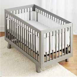 Bed Rails Baby Breathable Mesh Crib Liner Fits FullSize FourSided Slatted and Solid Back Cribs AntiBumper 230601