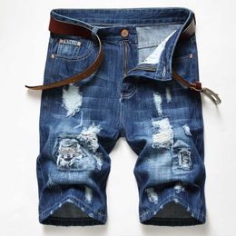 Summer 2021 New Tear Masculino Jeans Casual Slim Fit Cotton denim Shorts Men's Brand Clothing 42 P230602