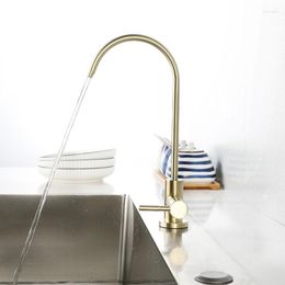 Kitchen Faucets 304 Stainless Steel Brushed Gold Faucet 1/4" Water Purifier Direct Drinking Anti-Osmosis Tap