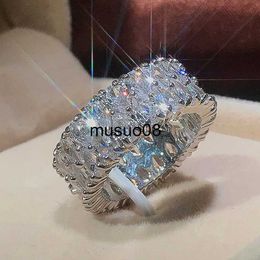 Band Rings Elegant Female 925 Sterling Silver Big Water Drop Zircon Stone Ring Finger Rings for Women Promise Love Valentine's Day Gifts J2306