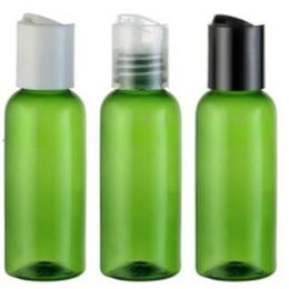 green empty PET cosmetic bottles container with press cap , 50cc travel size plastic bottles with screw caps 50pcs/50ml