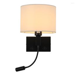 Wall Lamp Modern Indoor LED Cloth Art Lampshade Home Decor Creative Bedroom Bedside Villa El Sconces Headboards Light Fixture