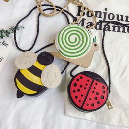 Backpacks Cartoon Bee Ladybug Snail Messenger Bag Lovely Childrens PU Leather Coin Purse Handbags Cute Kids Accessories Shoulder Bags 230601