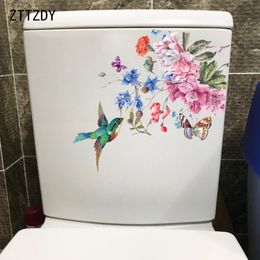 ZTTZDY 22.7*22.7CM Birds And Flowers Toilet Seat Stickers Classic Rooms Wall Decal Home Decoration T2-0230