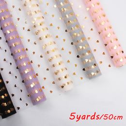 Packaging Paper Korean Gold Love Valentine's Day Flower Shop Fresh Bouquet Packaging Gauze Flower Bouquet Wrapping Paper 230601