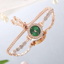 Wristwatches Luxury Diamond Encrusted Round Ladies Watches Free Adjustable Bracelet For Women Wholesale Quartz Reloj De Mujer