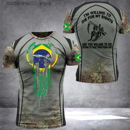 Men's T-Shirts Vintage Brazil Flag tshirt Men's T-Shirts 3D Print Veterans Brazilian Shirt O-Neck Oversized Streetwear Short Sleeves Camo Tops T230602